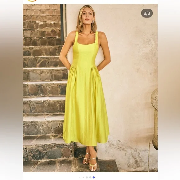 ANTONIO MELANI x MG Style A-Line Square Neck Sleeveless Dress